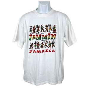 Vintage Jamaican T's Shirt Men XXL White Graphic We Be Jammin Jamaica Tee